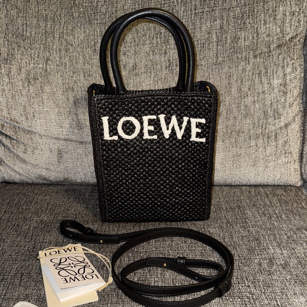 New Loewe A4 Raffia mini Tote Bag